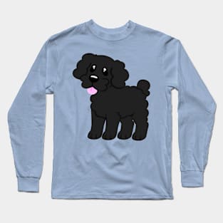 Simple Black Poodle - Blue Long Sleeve T-Shirt